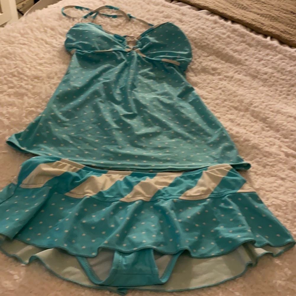 Two piece swim suit used teal green really cute